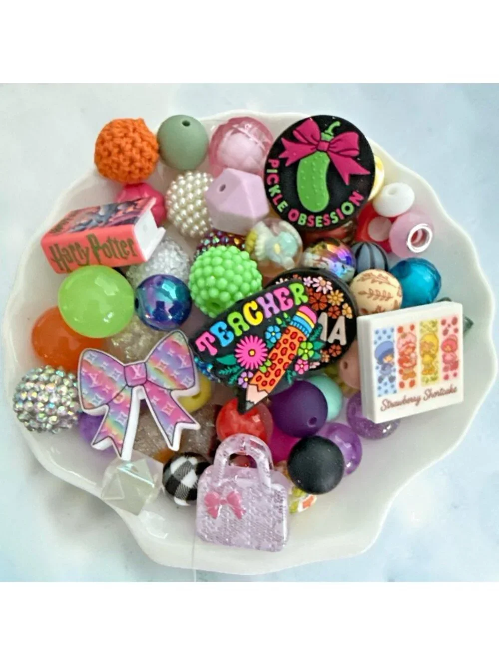 Beads,Focals & Spacers-Mixed Lot-60+ Items-For Beadable Pens, Keychains, Etc. #6